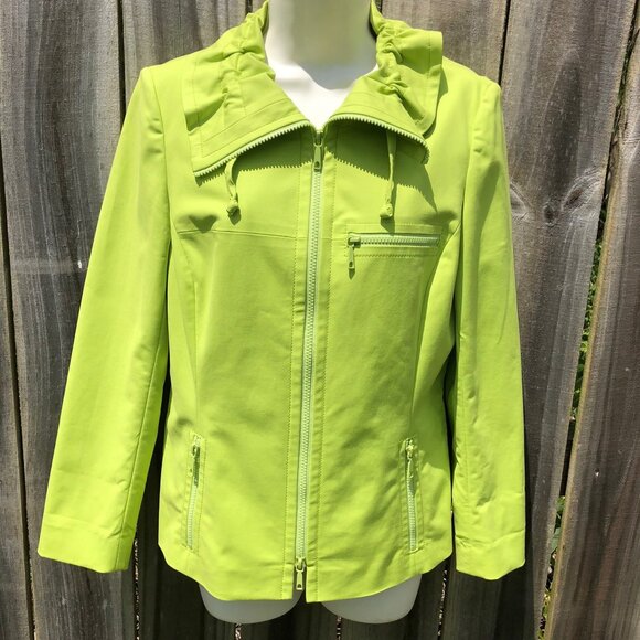 Lafayette Lime Green Jacket 6 Top Coat Long Sleeve Small Zip Collar Pockets - Picture 2 of 8